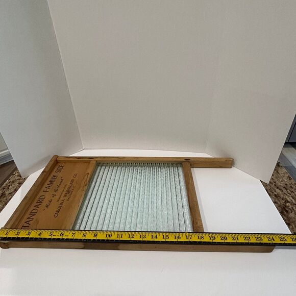 Vintage Two in One Washboard with Glass Rubbing Surface Standard Family Size - Picture 7 of 12
